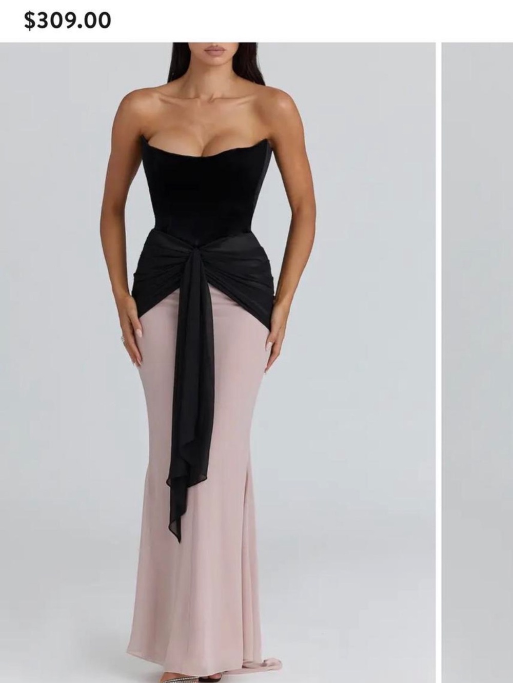 House of CB Clara Velvet and Chiffon Drape Corset Gown